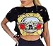 Chuanqi Women's Sexy Short Sleeve Ripped Guns N Rose Crop Tops Shirt
