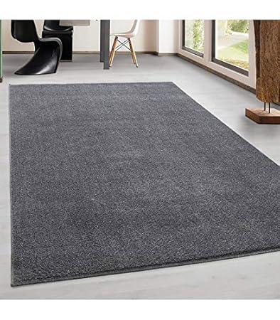 Teppich Kurzflor Modern Wohnzimmer Einfarbig Meliert Uni günstig Versch. Farben - Hellgrau, 120x120 cm Rund