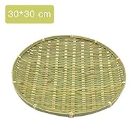 Round Rattan Serving Platter Small Bamboo Basket Kitchen Basket For Fruits Desserts, Snacks, Cakes, Cookies And More, Pure Natural Bamboo Woven Baskets, 4 Sizes
