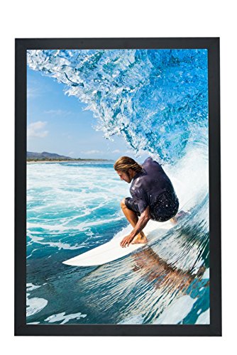 Premium Poster Frame 24" x 36" with 1 1/2 Inch Wide Basic Solid Frame Border - Clear Front Layer, Hanging Clips (Set of 2, Black) - Thumbnail 2