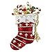 EVER FAITH Austrian Crystal Lovely Red Santa Stocking Candy Cane Brooch Gold-Tone