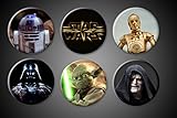 Star Wars Original Magnets Darth Vader, Yoda, Star Wars Title, Emperor Palpatine, R2-D2, C-3PO droids Buttons Set of 6 1