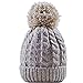 Women's Winter Beanie Warm Fleece Lining - Thick Slouchy Cable Knit Skull Hat Ski Cap (Cream)
