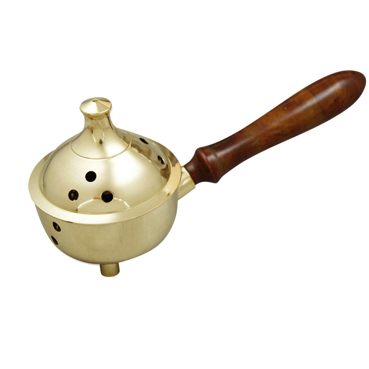 NKlaus incense pan with handle made of real wood brass gold Ø 7cm for incense incense operating mode incense burner incense burner handwork 2169