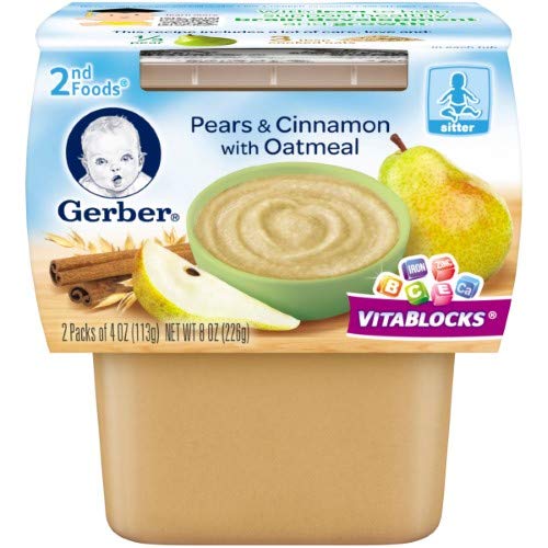 Gerber+Baby+Food%2c+2nd+Foods%2c+Pears+%26+Cinnamon+With+Oatmeal%2c+8+OZ