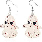Halloween Ghost Earrings Funny Charm 3D Resin Evil Pumpkin Candy Corn Bloody Ghost Glow-in-The-Dark Transparent Spooky Dangle Drop Earrings for Women Goth Halloween Cosplay Christmas Party Fashion Jewelry