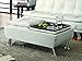 Faux Leather Ottoman with Reversible Tray Tops White 300293
