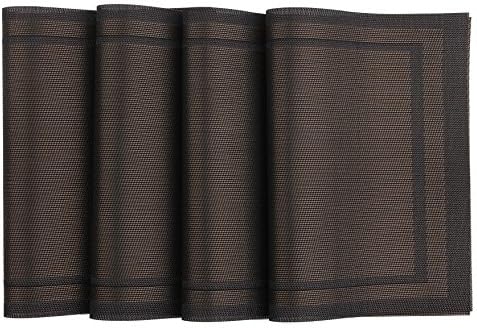 Spaco Cross Bamboo Style Table Placemats Heat Insulation Non-slip Table Decor Mats for Kitchen Dining Room,Set of 4 (Brown, Black S2)