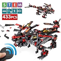Mould King Remote Controlled Building Block Dinosaur,Building Blocks Assembly Electronic Dinosaur Robot Walking Dinosaur Toys for Boys Girls Age of 6,7,8,9-14 Year Old (Black)