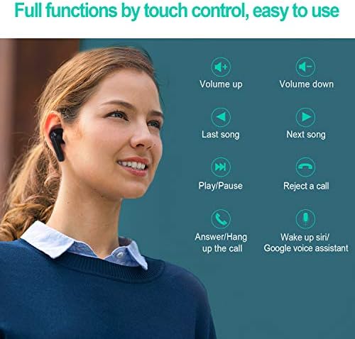 MYCARBON V5.0 Ecouteur Bluetooth sans Fil Oreillette Bluetooth Double Micro Autonomie 6h Max Casque Intra-auriculaire pour iPhone Samsung Huawei Xiaomi Sony