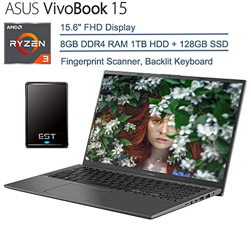 2020 ASUS VivoBook 15 15.6″ FHD Laptop Computer, AMD Ryzen 3 3200U (Beats i5-7200U) Up to 3.5GHz Processor, 8GB DDR4, 1TB HDD + 128GB SSD, AC WiFi, Windows 10 + EST 320GB External Hard Drive