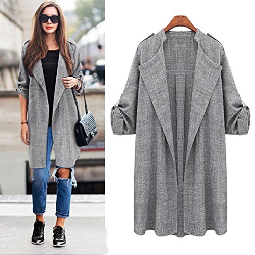 image for Tsmile Autumn Winter Womens Coat Waterfall Cardigan Open Front Trench 