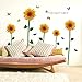 EMIRACLEZE Christmas Gift Hot Sale Beautiful Sunflower Floral Removable Mural Wall Stickers Wall Decal for Window Decor Living Room Home Decor