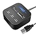 LLP USB Hub Card Reader 2.0 Combo with 3 USB Ports for Charging & High Speed Reading, Camera Memory Card Reader for MS Duo SD/MMC M2 Micro SD/TF Cards on Laptop PC(Black)