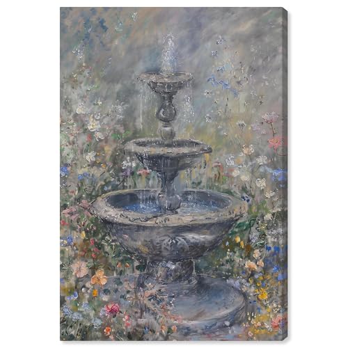 Art Remedy Hidden Fountain Canvas Retro Landscape, Gallery Wrapped, 16" x 24"