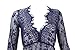 Saslax Women's Deep V-Neck Long Sleeve Lace See-through Wedding Maxi Dress,Blue,X-Large