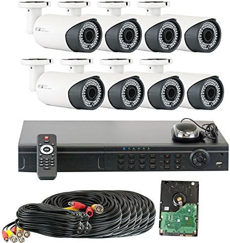 Professional 8 Channel HD-TVI DVR wit 8 x 1/3" HDTVI Color CMOS IR CCTV Security Camera, 1.0Mega pixel, 2.8~12mm Manual Varifocal Lens, 720P Video Output Mode, 78PCs IR LED, 196 feet IR Distance. 1080p real time preview, 720P realtime recording. iPhone, Android Viewing. Network live, backup, playback, USB2.0 Backup, PTZ Control