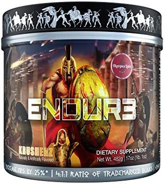 ENDUR3 Intra Workout BCAA Supplement | 4:1:1 Ratio of Trademarked Amino Acid Blend at Clinical Dosage | Best Drink for Endurance & Recovery | 30 Servings(Krusherz)