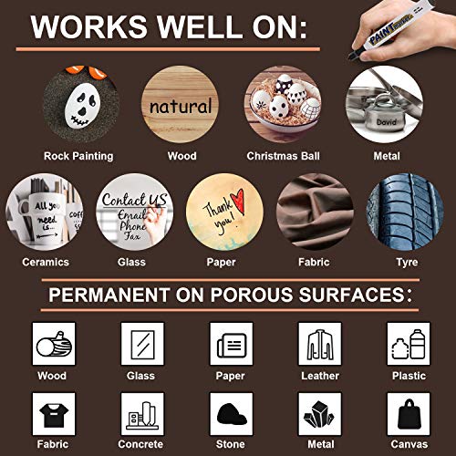 AVAVA Metallic Paint Markers Pens for Rocks,Ceramic,Metal, Glass,Halloween Pumpkin,Wood,Fabric,Plastic,Paper,Christmas DIY Art Crafts,Medium Tip with Quick Dry (3Black+ 3White)