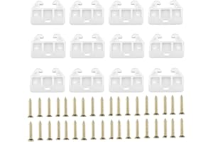 12PCS White Plastic Replacement Dresser Drawer Track Guide, Center Mount Dresser Drawer Guide Brackets Slides with Screws Fur