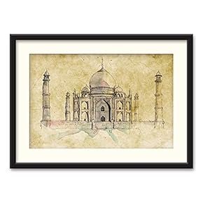 SIGNFORD Black Framed Canvas Wall Art Architectural Drawing...