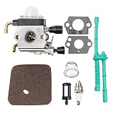 Savior FS55 Carburetor C1Q-S97 with Fuel Line for Stihl FS45 FS55R FS55C KM55 FS38 FS45C FS45L FS46 FS46C Trimmer 4140 120 0612 4140 120 0619