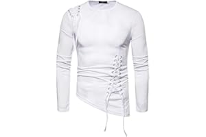 VEZAD Men Summer New Short Sleeve T-Shirt with Irregular Design Knitting Braided Rope Blouse