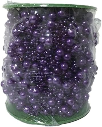 Derker Simple Round Faux Pearl String Ribbon Wrap BULK 200 Feet - Wedding Decorations, Party Supplies,Bridal Wedding Bouquet,Garland Centerpiece Decoration (Purple)