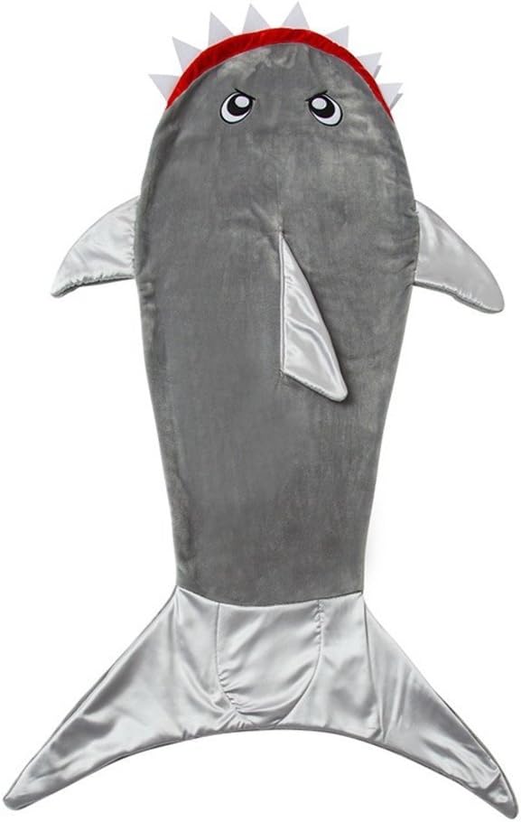 Dearjana Shark Tail Blanket Grey Soft Fleece Mermaid Style Shark Tail Sleeping Bag for Boys Girls 3-12 Years Old - Best Gift for Christmas or Birthday