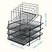 Bonsaii Desk Organizer with 3-Tier Letter File Tray and 5 Stacking Sorter Section,Mesh File Office Organizer,Black (W6428)