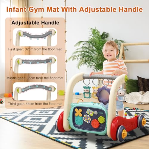 Baby Play Gym Mat, Kick & Play Piano Activity Center for 0-12 Months | Thick soft non-slip Fabric, 80x50x48cm, Detachable toys & Mirror, Washable, Easy setup, Portable, Boosts sensory growth