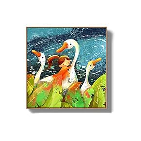 Framed Canvas Wall Art for Living Room, Bedroom Story Cartoon Princess Canvas Prints for Home Decoration Ready to Hanging - 16x16 inches