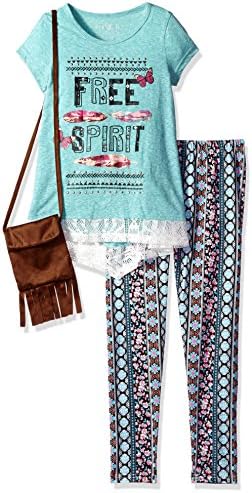 Freestyle Revolution Big Girls' 3pc Top/Legging/Purse Set, Turquoise, 10