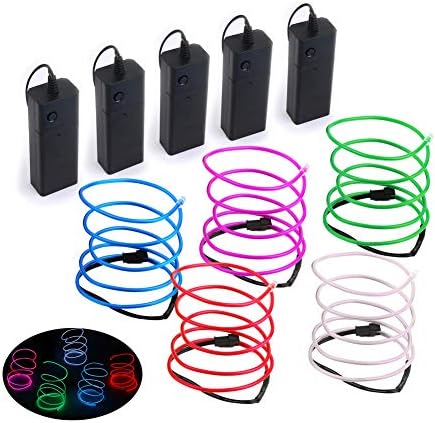 YinStore Shapable EL Wire, Neon Glowing Super Bright LED Cable/EL Wire with AA Battery Inverter for Halloween Christmas Party DIY Decoration, 5X9Ft (White/Blue/Red/Green/Pink)
