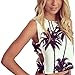 ETOSELL Women Coconut Palm Tree Print Top Vest Blouse Sleeveless Crop T-Shirt White