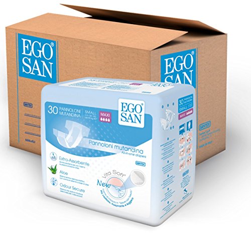 EGOSAN Maxi incontinence Adult Diaper Brief Maximum Absorbency And Adjustable Tabs for Men and Women (Small, 120 Diapers (Case))
