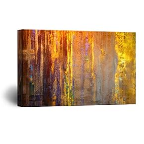 Canvas Wall Art - Abstract Golden Painting Color Composition - Giclee Print Gallery Wrap Modern Home Art Ready to Hang - 12x18 inches