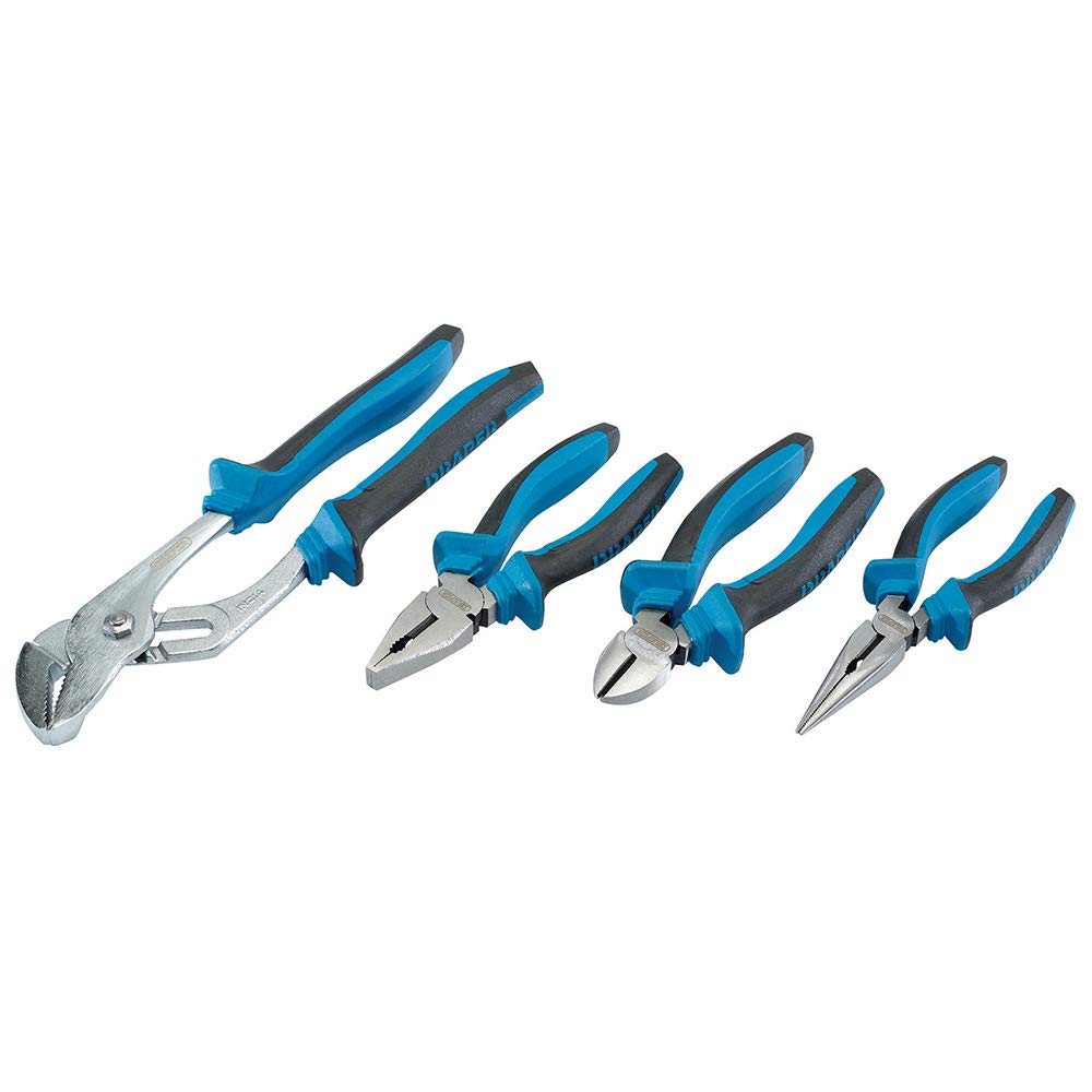 Draper SGPS/4 Soft Grip Pliers Set, Blue, Set of 4 Piece