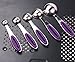 LIU 5 PCS Solid Sturdy Stainless Steel Stackable Measuring Spoon Set to Measure Dry and Liquid Ingredients with Soft Handles,for Kitchen Cooking Baking (purple)