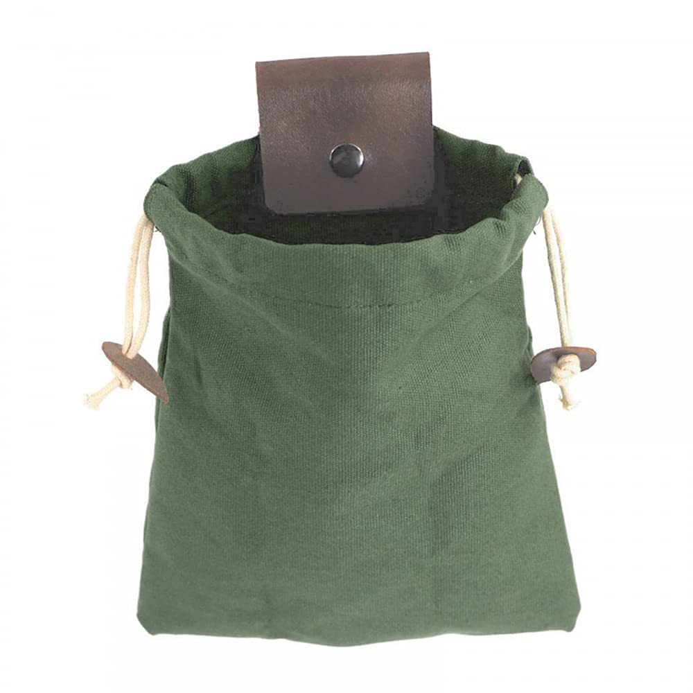 DONGKER Foraging Bag,Foldable Foraging Pouch Waterproof Waxed Canvas bushcraft Bag w/Drawstring Buckle for Camping Hiking Collecting Treasures and Shells