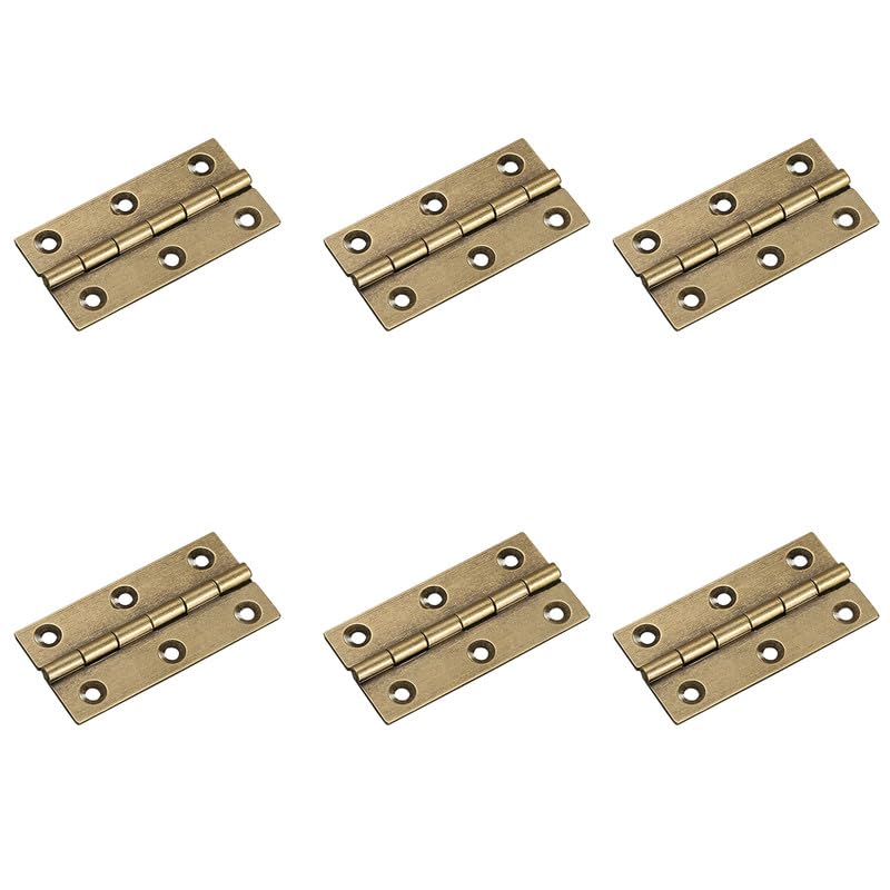 6Pcs Door Hinges,Heavy Duty Brass Folding Hinges for Gate,Window,Drawer 2.5inch Antique Brass