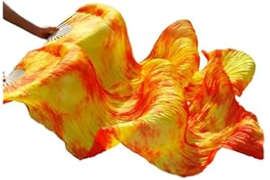 WXHVLTT Belly Dance Silk Veil Fans Women Real Silk Belly Dance Fan Veil Silk Belly Dance Bamboo Fans Long Tie-Dyed Dance Fans 1.8 Meter/ 5.91 ft