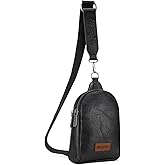 Wrangler Small Sling Bag for Women, Leather Crossbody Bags Cross Body Purse Fanny Packs with Adjustable Strap for Gift
