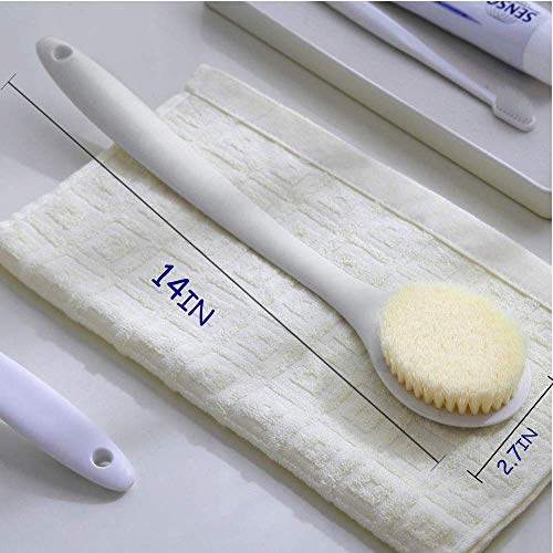 Soft Bath Brush With 14" Long Handle, Johnbee Gentle Exfoliating Nylon Body Scrubber (Gray) - Thumbnail 7