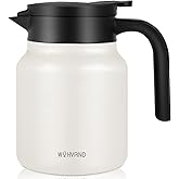 WYHVAND 34Oz Thermal Coffee Carafes For Keeping Hot/Cold, Stainless Steel Coffee Carafe, Dustproof Insulated Water Carafe for Party/Home, Cream