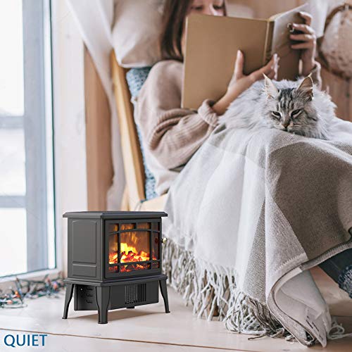 500w Small Desktop Fireplace Heater with 3D Realistic Flame Effect, Portable Electric Safe Heater for Indoor Use, Over-heat Protection, Decoration for Home Office, A Great Gift for Winter Festival - Thumbnail 6