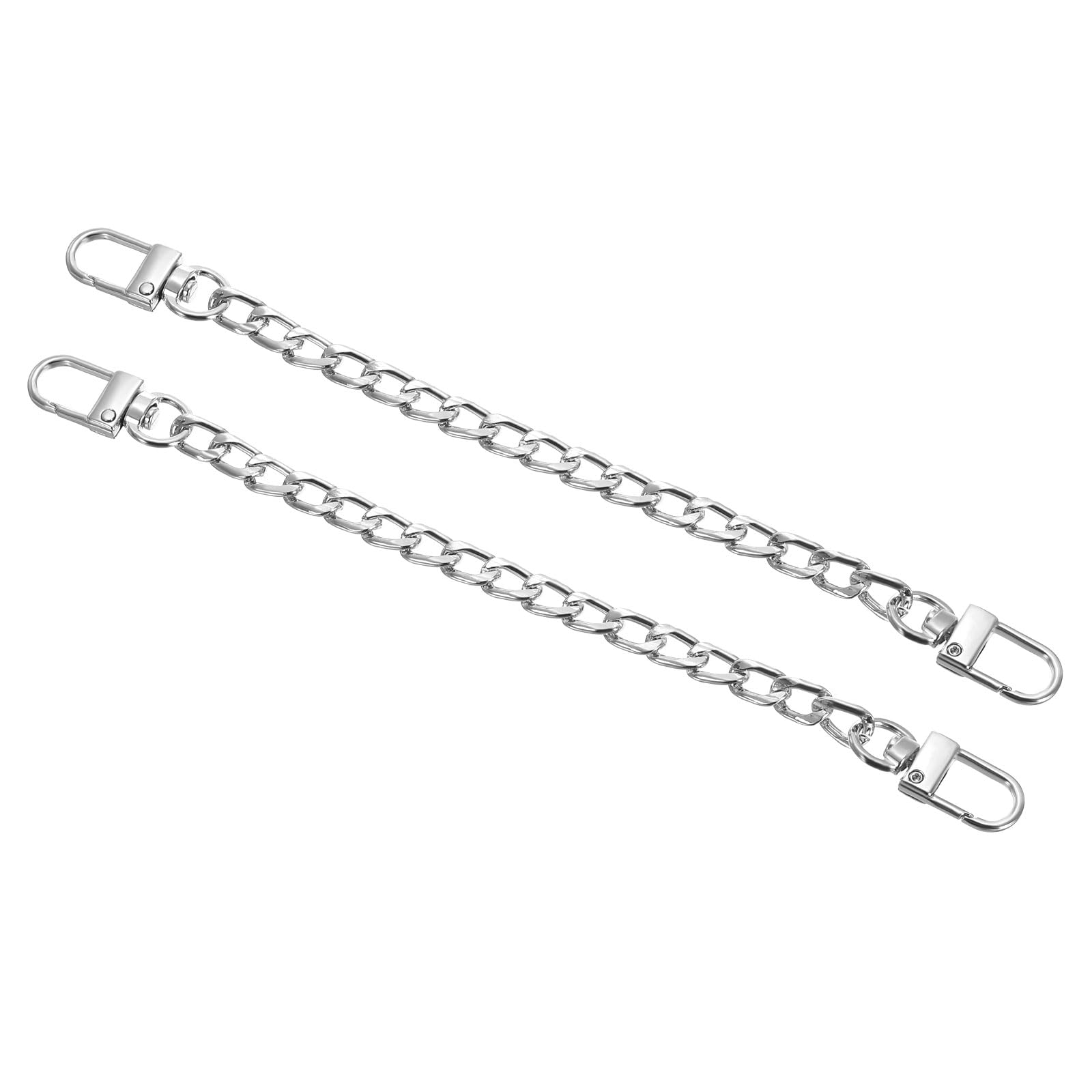 PATIKIL Purse Chain Strap 8", 2 Pcs Alloy Replacement Flat Chain Extender Chain Strap Accessories with Metal Buckles for DIY Purse Handbag Clutch, White
