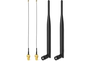 Bingfu Dual Band WiFi 2.4GHz 5GHz 5.8GHz 6dBi RP-SMA Male Antenna 15cm 6 inch U.FL IPX IPEX to RP-SMA Female Pigtail Cable 2-Pack for WiFi Router Wireless Mini PCI Express PCIE Network Card Adapter
