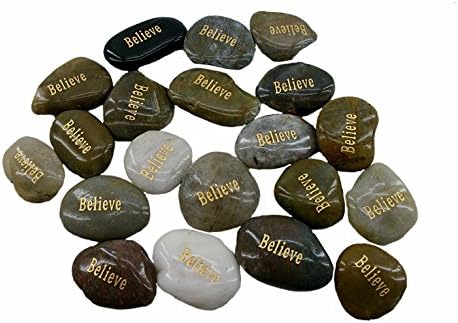 OEN Wholesale Inspirational Word River Stones Etched Bulk Lot 40pcs Big Stones Believe