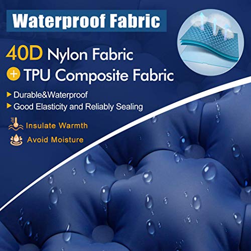 Flysight Camping Sleeping Pad for Backpacking Advanced Hand Press Compact Air Sleeping Pad with Pillow for Camping Ultralight Self Inflatable Sleeping Mat Mattress 1.18" Larger for Hiking (Dark Blue)